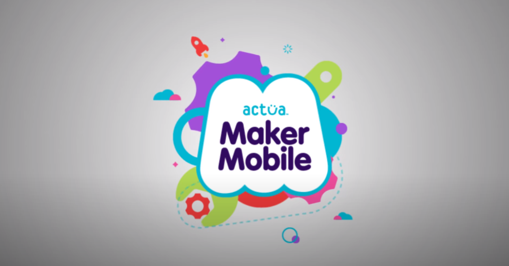 The words Actua's Maker Mobile in a stylized letter M